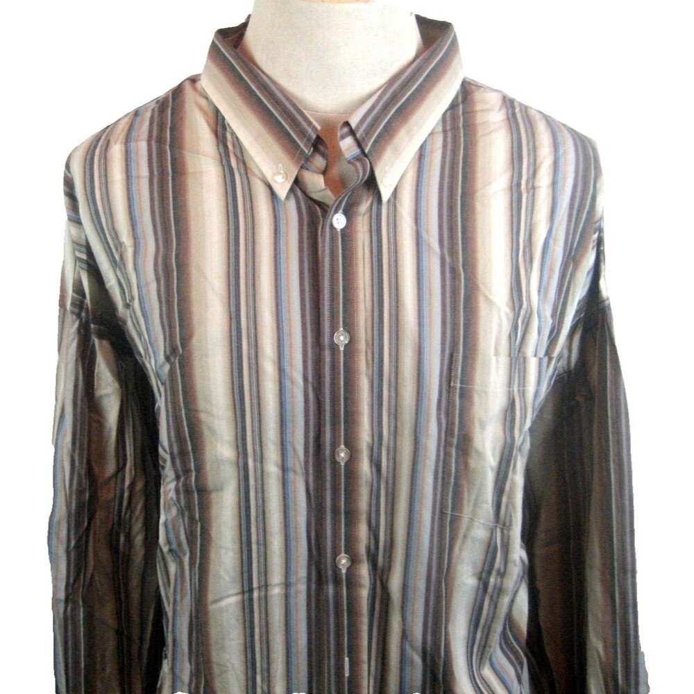 Mens Falcon Bay Multiclor Stripe Cotton/Poly LS Casual Shirt sz 5XLT